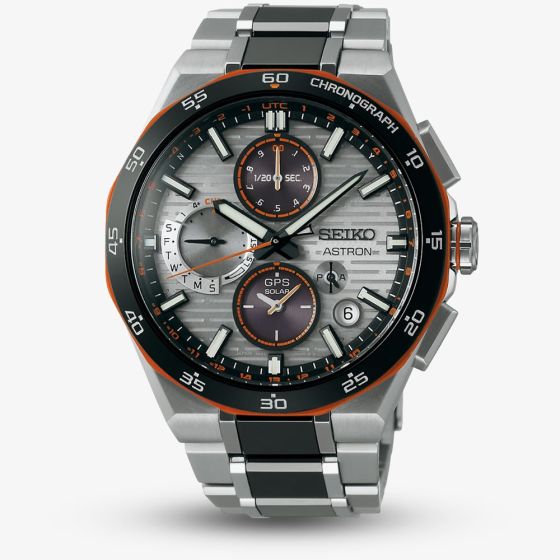 Seiko Mens Limited Edition Astron Orange Accent GPS Solar Watch SSH183J1