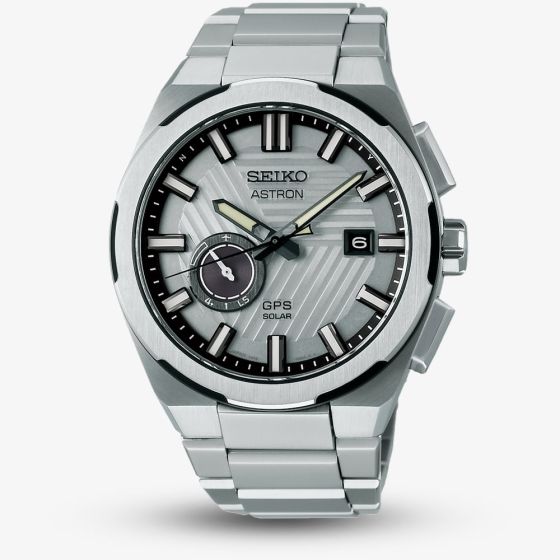 Seiko Mens Limited Edition Astron Solar System GPS Silvertone 'Earth' Bracelet Watch SSJ037J1
