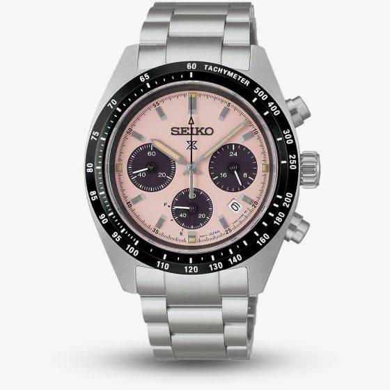 Seiko Mens Prospex Speedtimer Youngtimer Pale Pink Bracelet Watch SSC963P1