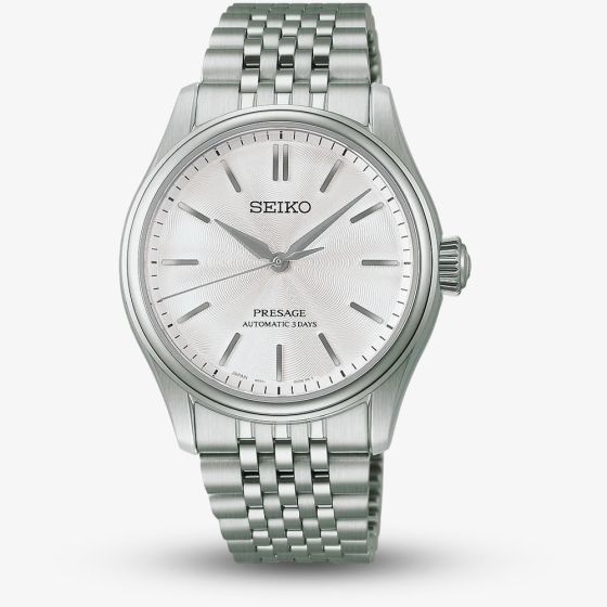Seiko Mens Presage Classic Series Shironeri White Dial Bracelet Watch HCC001J1