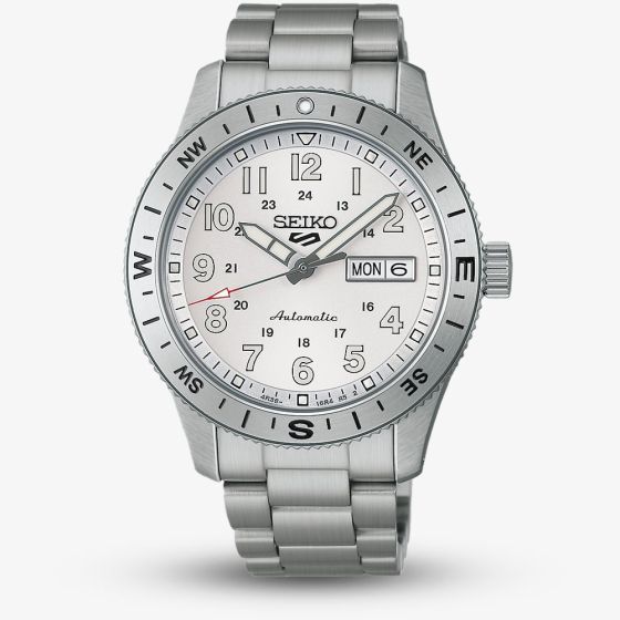 Seiko Mens 5 Sports Field Automatic White Dial Stainless Steel Bracelet Watch HDB007K1