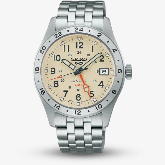 Seiko Mens 5 Sports Field GMT Cream Dial Bracelet Watch HDB002K1