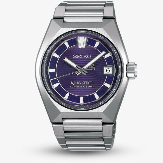 Seiko Mens King Seiko VANAC 'Tokyo Highway' Purple Dial Titanium Bracelet Watch HKF001J1