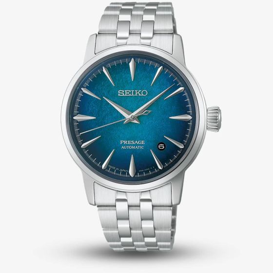 Seiko Mens Presage Cocktail Time 'Emerald Mist' Blue Dial Bracelet Watch HCB001J1