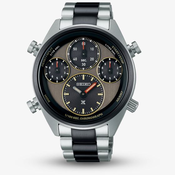 Seiko Mens Limited Edition Khaki Stripe One Hundredth Of A Second Speedtimer Solar Chronograph Watch SFJ005P1