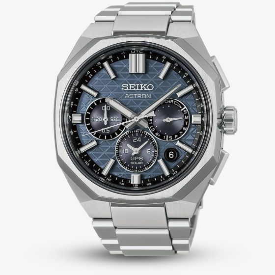 Seiko Mens Astron Tesselate GPS Solar Blue Dial Titanium Bracelet Watch HAB001J1