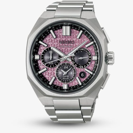 Seiko Mens Limited Edition Astron GPS Solar 2026 Pink Dial Bracelet Watch HAB006J1
