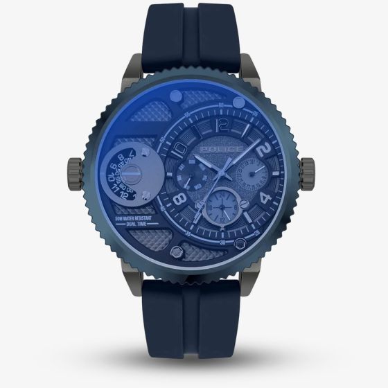 Police Mens Ray Blue Dial Plastic Strap Watch PEWJQ2195240