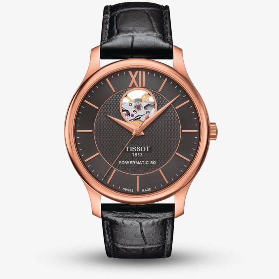 Tissot Traditional Powermatic 80 Open Heart Black Leather Watch T063.907.36.068.00