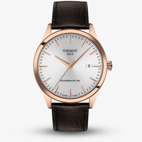 Tissot Mens Classic Dream Powermatic 80 Brown Strap Watch T158.407.36.031.00