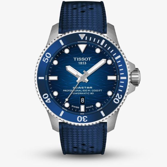 Tissot Mens Seastar 2000 44mm Blue & Silver Rubber Strap Watch T120.907.17.041.00