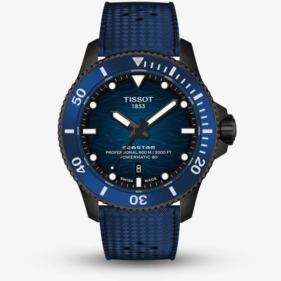 Tissot Mens Seastar 2000 44mm Blue & Black Rubber Strap Watch T120.907.37.041.00