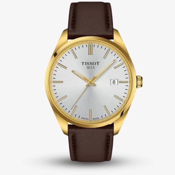 Tissot Mens PR100 Silver Dial Leather Strap Watch T150.410.36.391.00