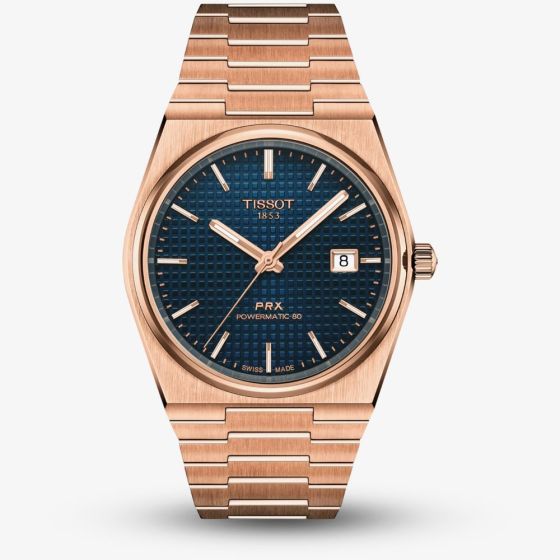 Tissot Mens PRX Rose Gold Tone Blue Dial Watch T137.407.33.041.00