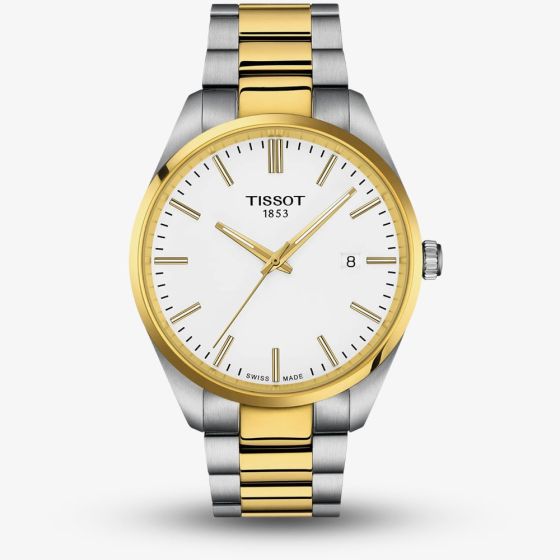 Tissot Mens PR 100 Two Tone White Dial Date Watch T150.410.22.011.00