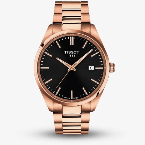 Tissot Mens PR100 Rose Gold Black Dial Date Watch T150.410.33.051.00