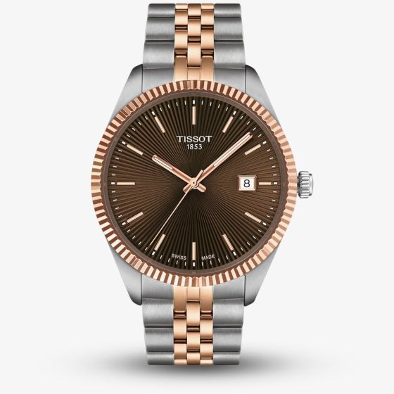 Tissot Mens Ballade Brown Dial Two Tone Bracelet Watch T156.410.22.291.01