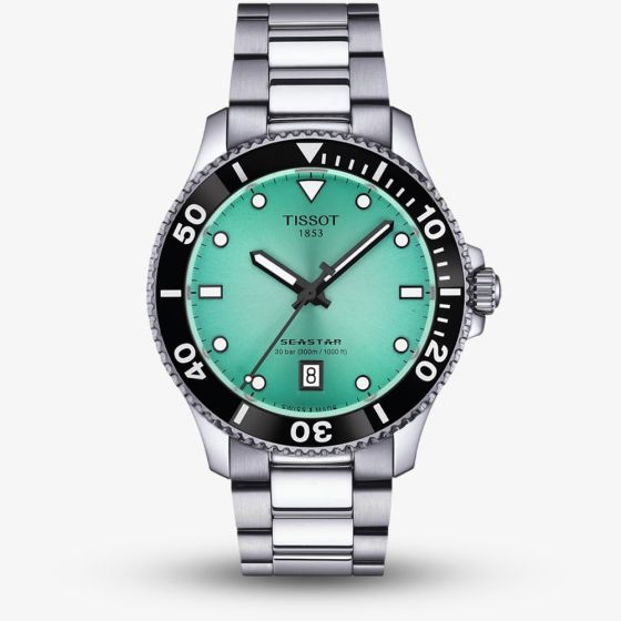 Tissot Mens Seastar 1000 40mm Turquoise Dial Stainless Steel Bracelet Watch T120.410.11.091.00