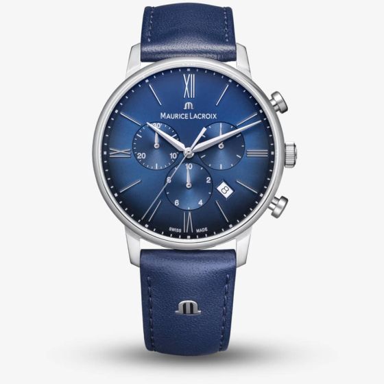 Maurice Lacroix Eliros Blue Leather Chronograph Watch EL1098-SS001-420-4