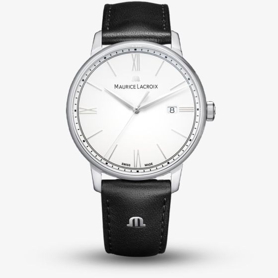 Maurice Lacroix Mens Eliros Black Leather Strap Watch EL1118-SS001-110-2