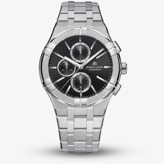 Maurice Lacroix Mens Aikon Black Chronograph Watch AI1118-SS002-330-1