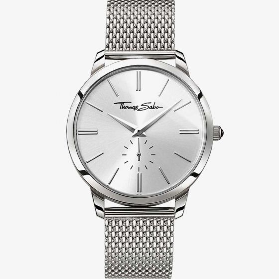 THOMAS SABO Mens Rebel Spirit Stainless Steel Mesh Bracelet Watch WA0300-201-201-42MM