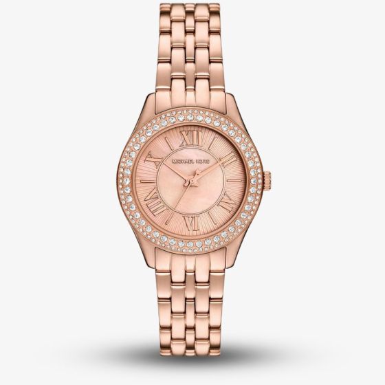 Michael Kors Ladies Harlowe Rose Gold Tone Stone Set Watch MK4845