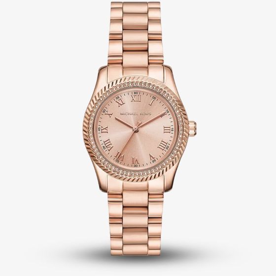 Michael Kors Ladies Mini Lexington Pavé Rose Gold-Tone Bracelet Watch MK7623