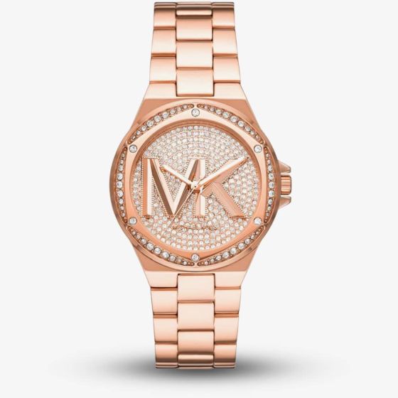 Michael Kors Ladies Lennox Rose Gold Plated Logo Watch MK7230
