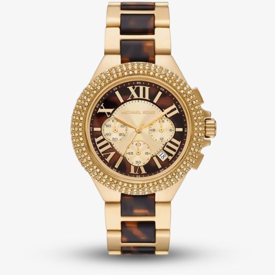 Michael Kors Ladies Camille Gold Plated Two Tone Watch MK7269
