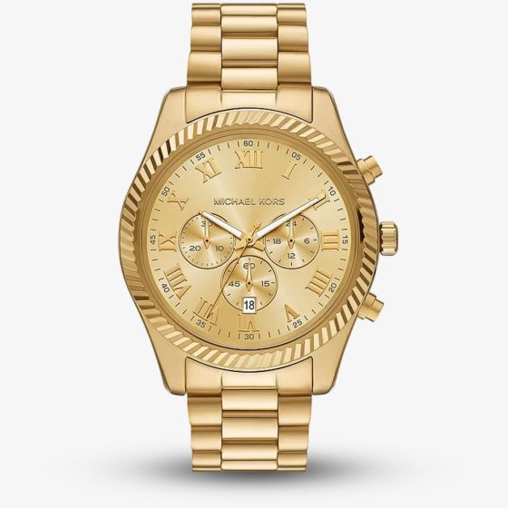 Michael Kors Mens Oversized Lexington Gold -Tone Bracelet Watch MK9276