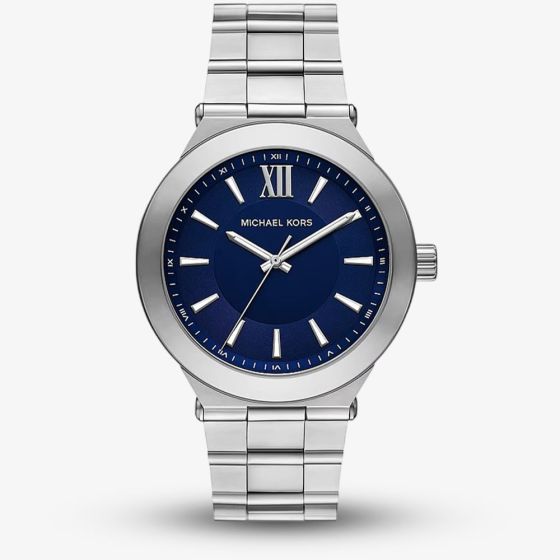 Michael Kors Mens Oversized Billie Blue Dial Silver - Tone Bracelet Watch MK9284