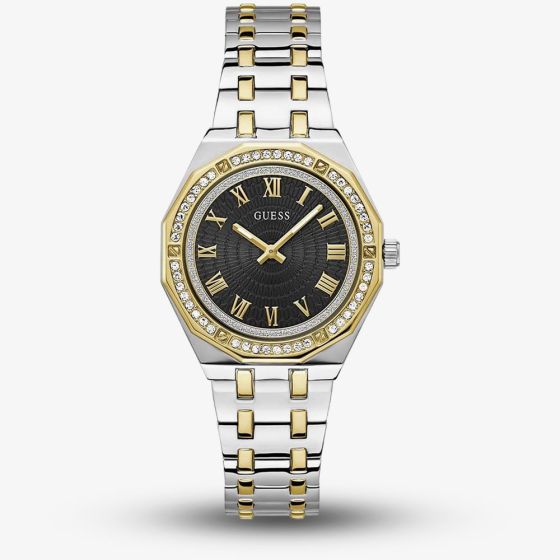 Guess Ladies Desire Two Tone Black Dial Crystal Watch GW0770L4