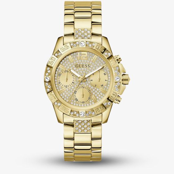 Guess Ladies Majesty Gold Plated Crystal Watch GW0771L2