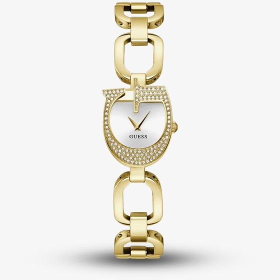 Guess Ladies Gia Gold Tone G Shape Crystal Watch GW0683L2