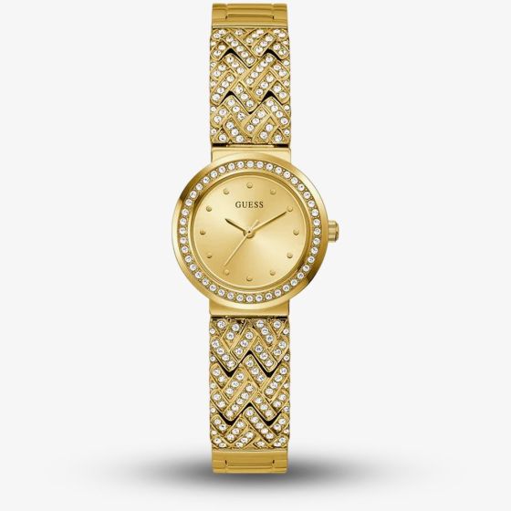 Guess Ladies Treasure Gold Tone Crystal Watch GW0476L2