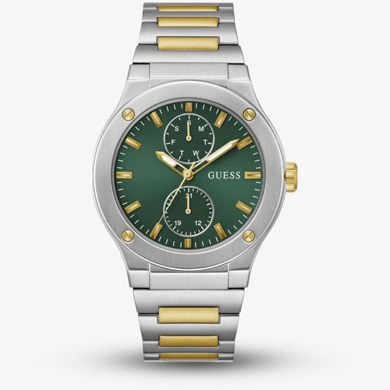 Guess Mens Jet Two Tone Green Dial Watch GW0795G1