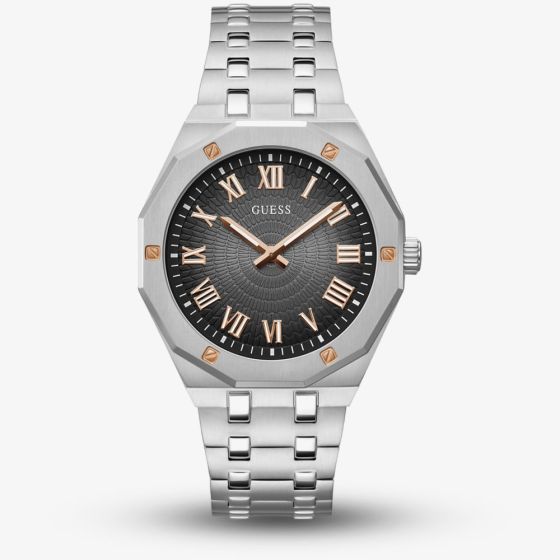 Guess Mens Asset Two Tone Black Dial Watch GW0575G1