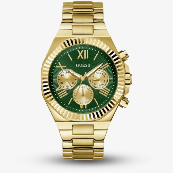 Guess Mens Equity Gold Tone Green Dial Watch GW0703G2