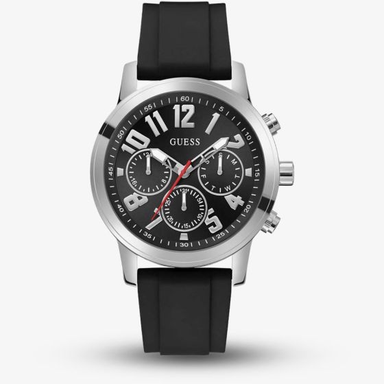 Guess Mens Parker Black Rubber Strap Watch GW0708G1