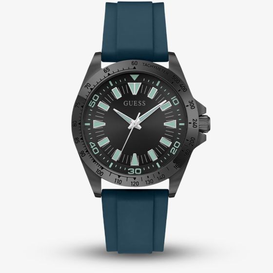 Guess Mens Neo Black Dial Blue Rubber Strap Watch GW1065G3
