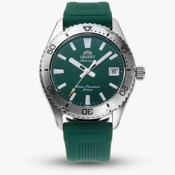 Orient Mens Mako 40 Green Dial Rubber Strap Watch RA-AC0Q11E
