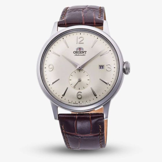 Orient Mens Bambino Small Seconds Champagne Dial Leather Strap Watch RA-AP0003S