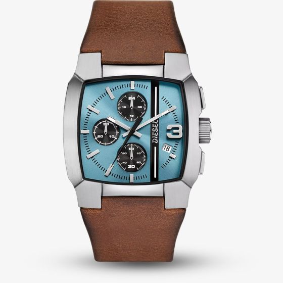 Diesel Mens Cliffhanger Chronograph Brown Leather Strap Watch DZ4675