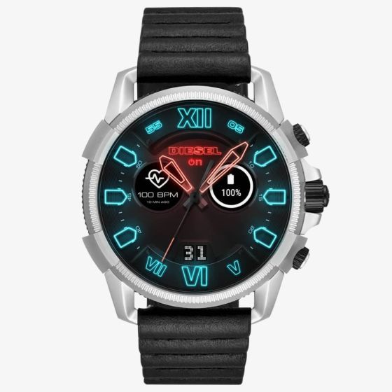 Diesel Mens Full Guard 2.5 Touchscreen Leather Strap Smartwatch DZT2008