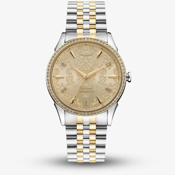 Vivienne Westwood Ladies Wallace Two Tone Patterned Champagne Dial Watch VV208CPSG