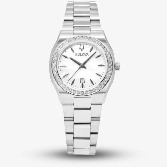 Bulova Surveyor Mother Of Pearl Diamond Watch 96R245