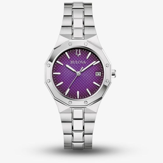 Bulova Ladies Prestige Purple Dial Stainless Steel Watch 96M168