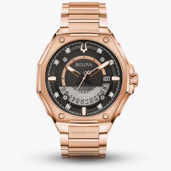 Bulova Mens Precisionist X Rose Gold Plated Watch 97D129
