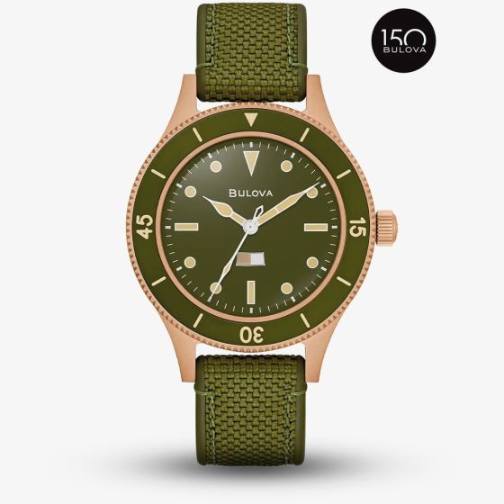 Bulova Mens Special Edition MIL-Ships Green Bronze Watch Dl 98A324